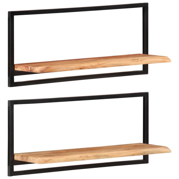 Wandregale aus Akazienholz, 2er Set