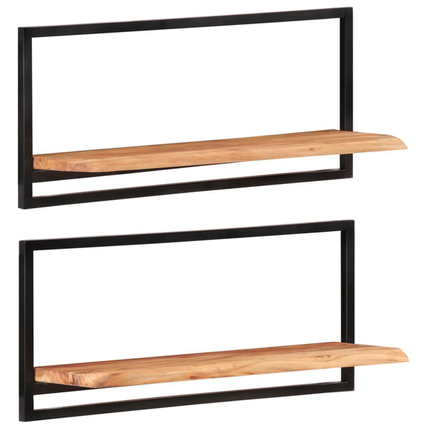 Wandregale aus Akazienholz, 2er Set