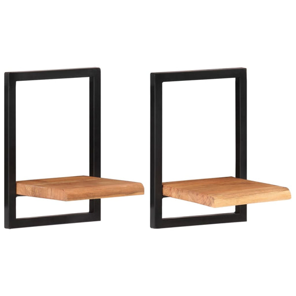 Akazienholz Wandregale, 2er Set