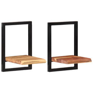 Akazienholz Wandregale, 2er Set