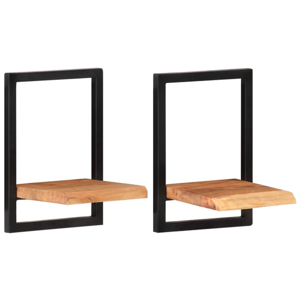 Akazienholz Wandregale, 2er Set