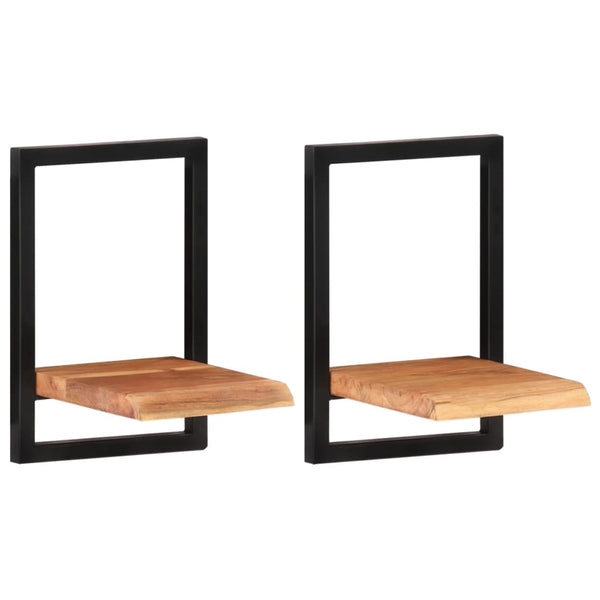 Akazienholz Wandregale, 2er Set