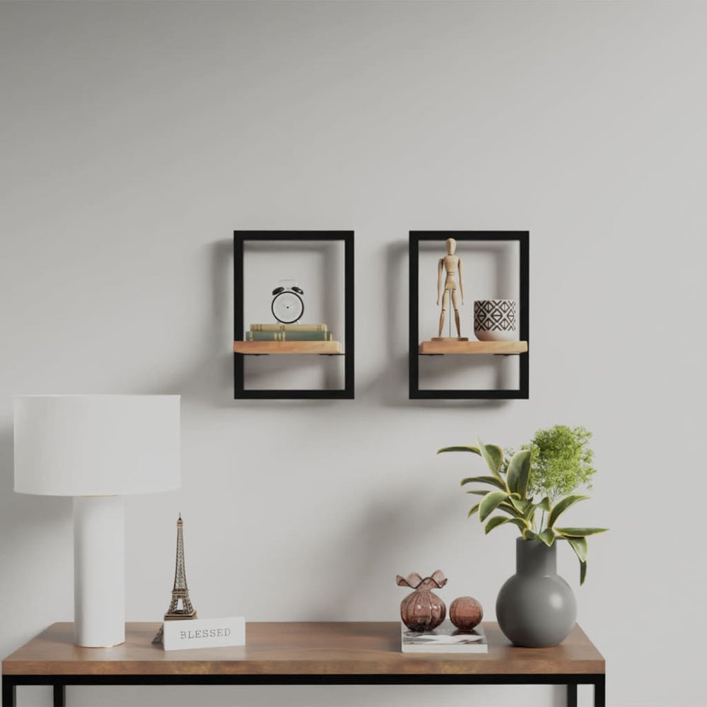 vidaXL Étagères murales 2 pcs 25x25x35 cm Bois d'acacia massif et acier
