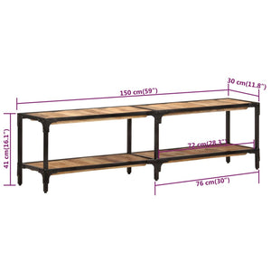 vidaXL Meuble TV 150x30x41 cm Bois de manguier massif