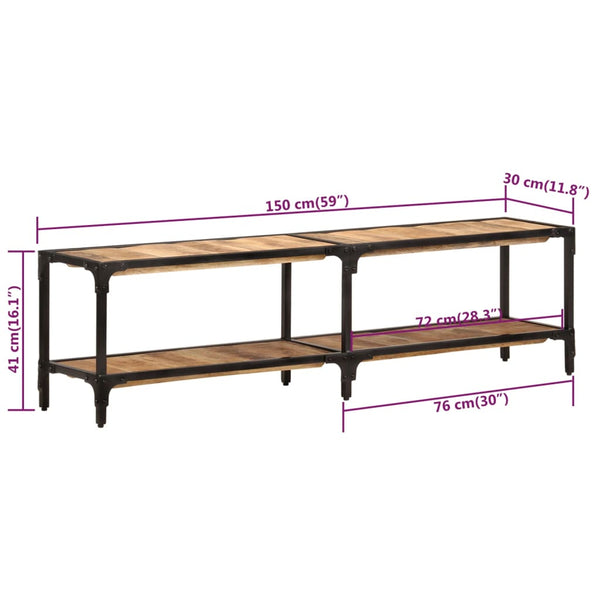 vidaXL Meuble TV 150x30x41 cm Bois de manguier massif