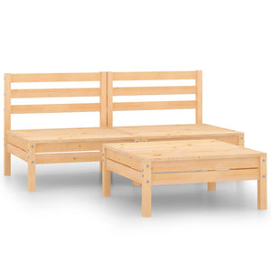 3-tlg. Garten-Lounge-Set Massivholz Kiefer