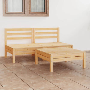 3-tlg. Garten-Lounge-Set Massivholz Kiefer
