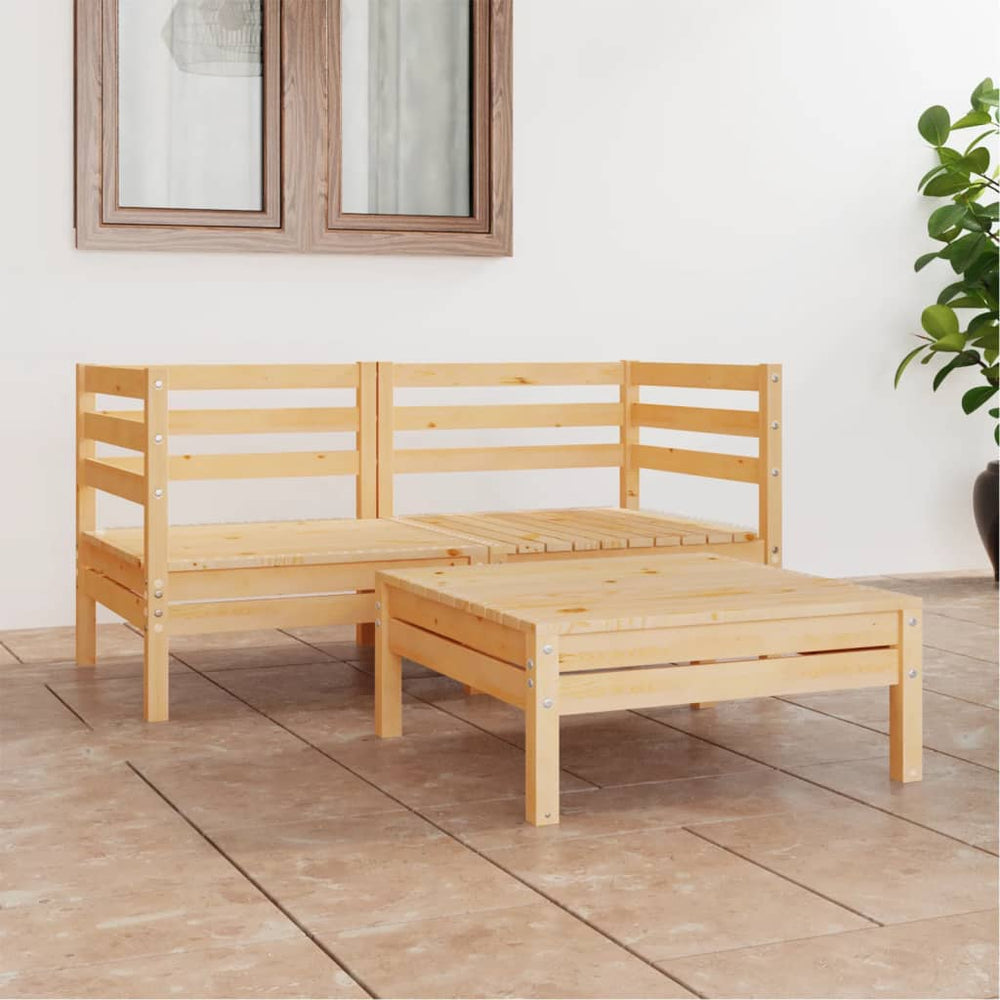 3-tlg. Garten-Lounge-Set Kiefer Massivholz