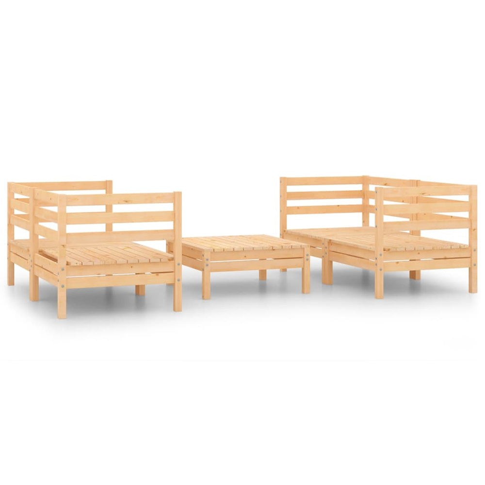 5-tlg. Garten-Lounge-Set Kiefer Massivholz