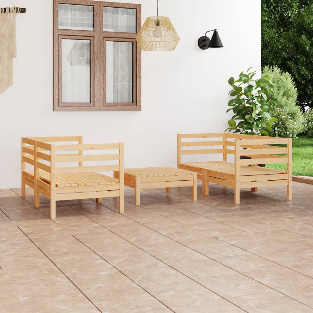 5-tlg. Garten-Lounge-Set Kiefer Massivholz