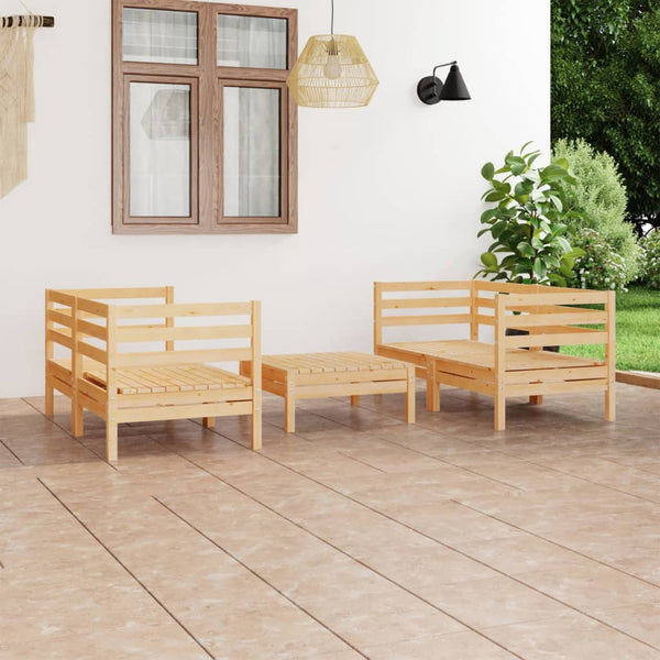 5-tlg. Garten-Lounge-Set Kiefer Massivholz