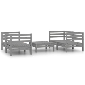 vidaXL Ensemble de salon de jardin 5 pcs Bois de pin massif Gris