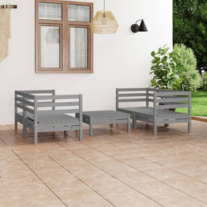 vidaXL Ensemble de salon de jardin 5 pcs Bois de pin massif Gris