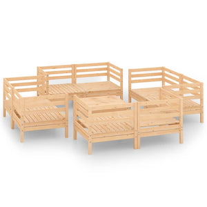 9-tlg. Garten-Lounge-Set Kiefer Massivholz