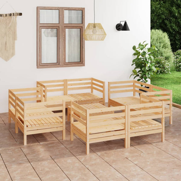 9-tlg. Garten-Lounge-Set Kiefer Massivholz