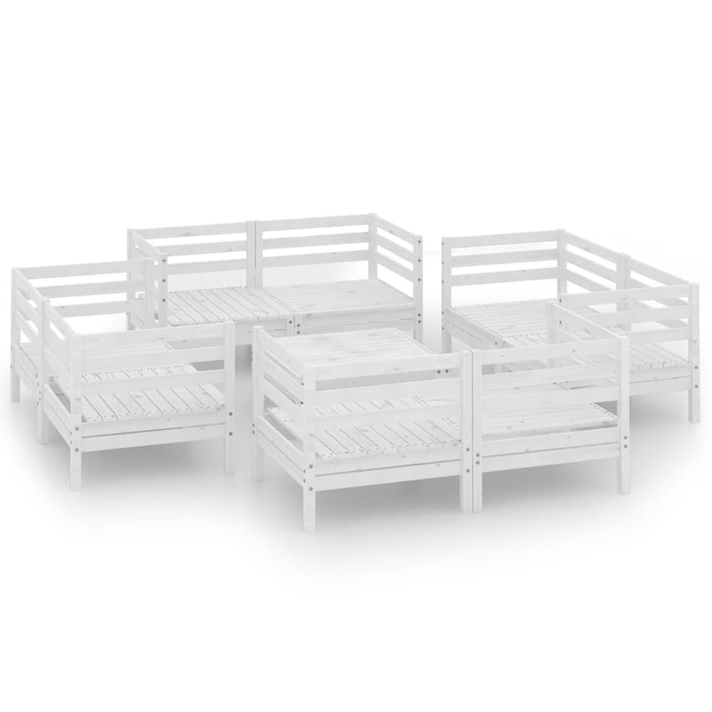 vidaXL 9-piece Garden Lounge Set White Solid Pine Wood
