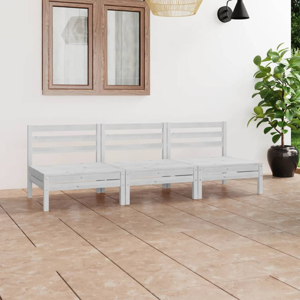 vidaXL 3-Piece Garden Lounge Set White Solid Pinewood