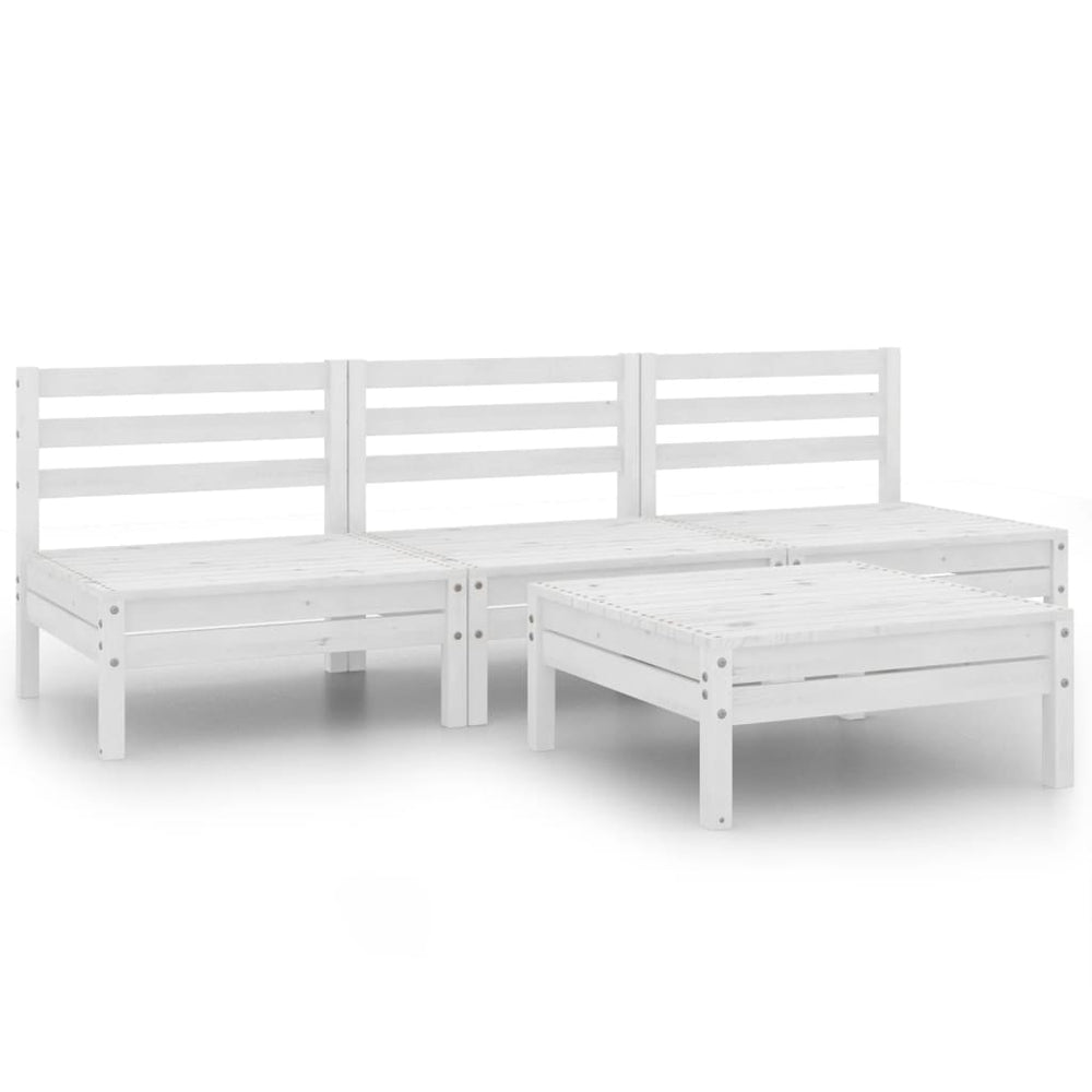 vidaXL 4-piece Garden Lounge Set White Solid Pine Wood