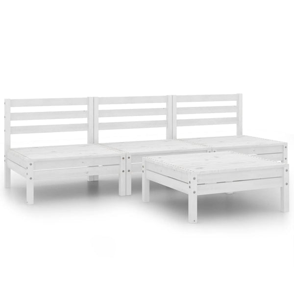 4-tlg. Garten-Lounge-Set Weiß Kiefer Massivholz