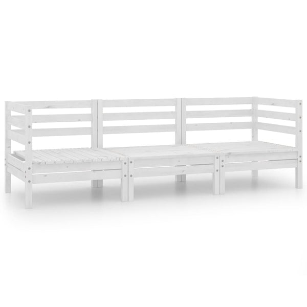 3-tlg. Garten-Lounge-Set Weiß Kiefer Massivholz