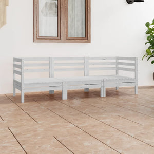 3-tlg. Garten-Lounge-Set Weiß Kiefer Massivholz