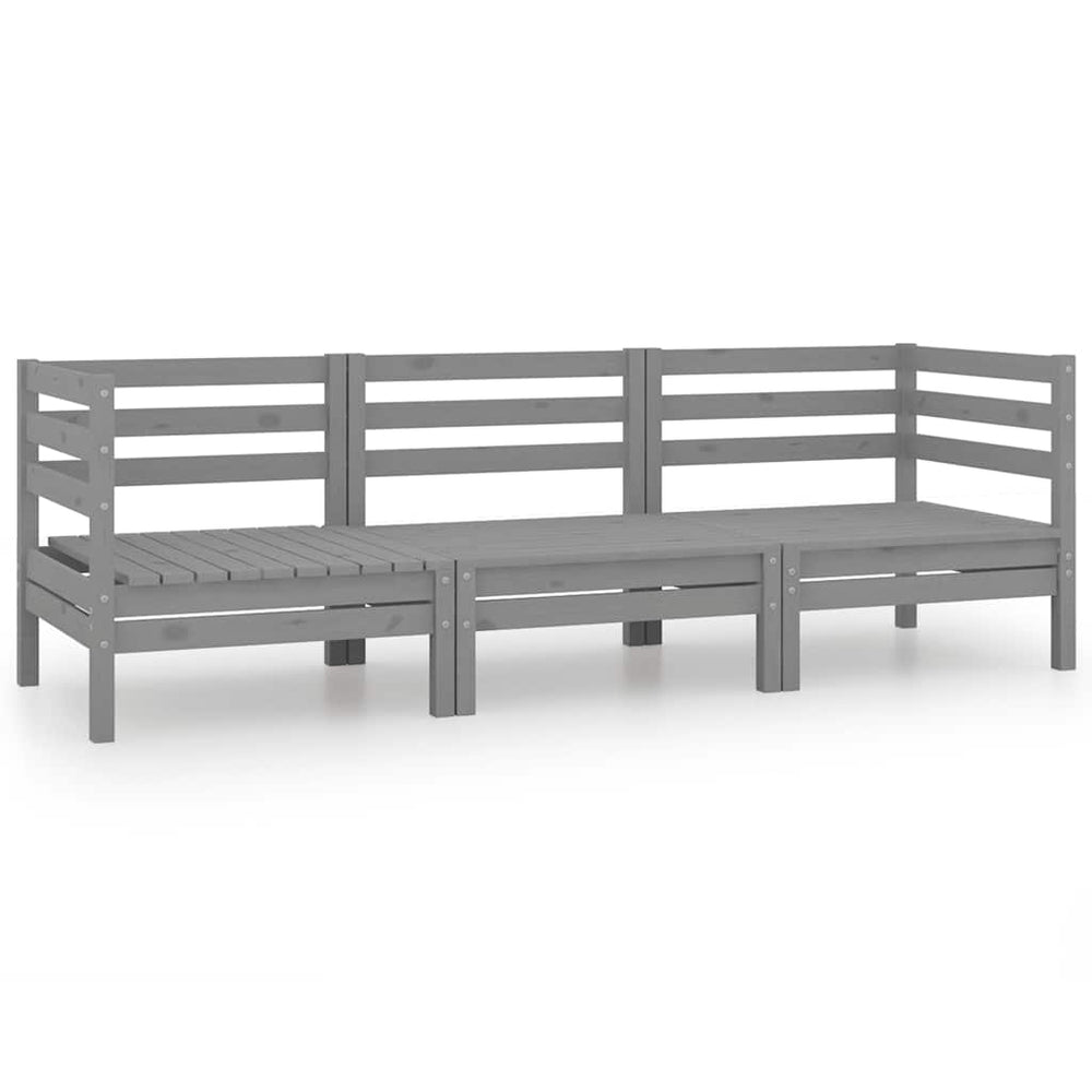vidaXL 3-Piece Garden Lounge Set Grey Solid Pinewood