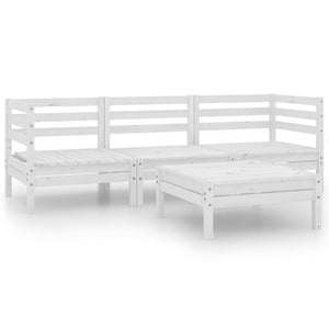 4-tlg. Garten-Lounge-Set Weiß Kiefer Massivholz