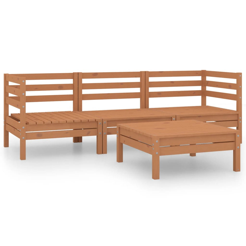 vidaXL 4-Piece Garden Lounge Set Honey Brown Solid Pine Wood