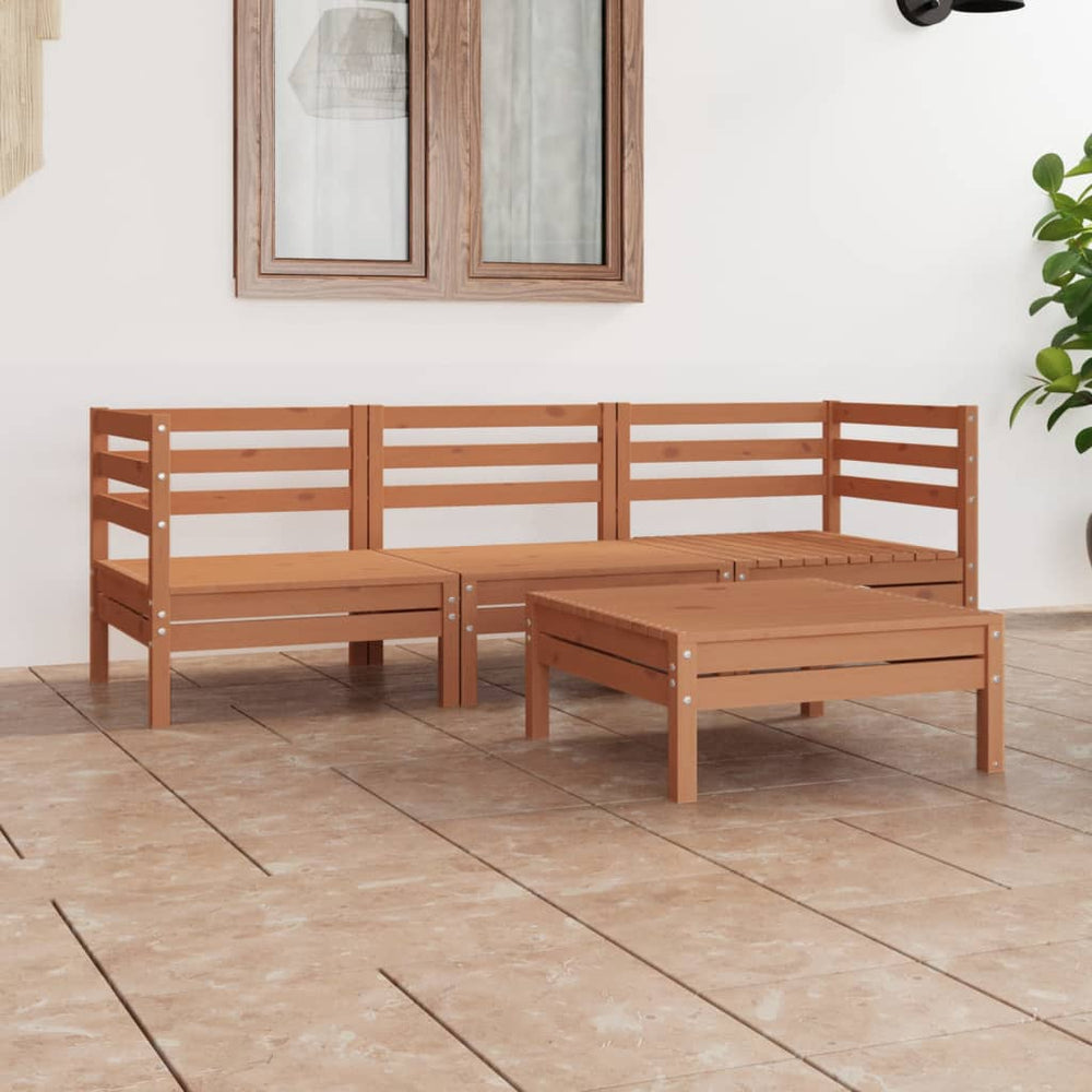 vidaXL 4-Piece Garden Lounge Set Honey Brown Solid Pine Wood