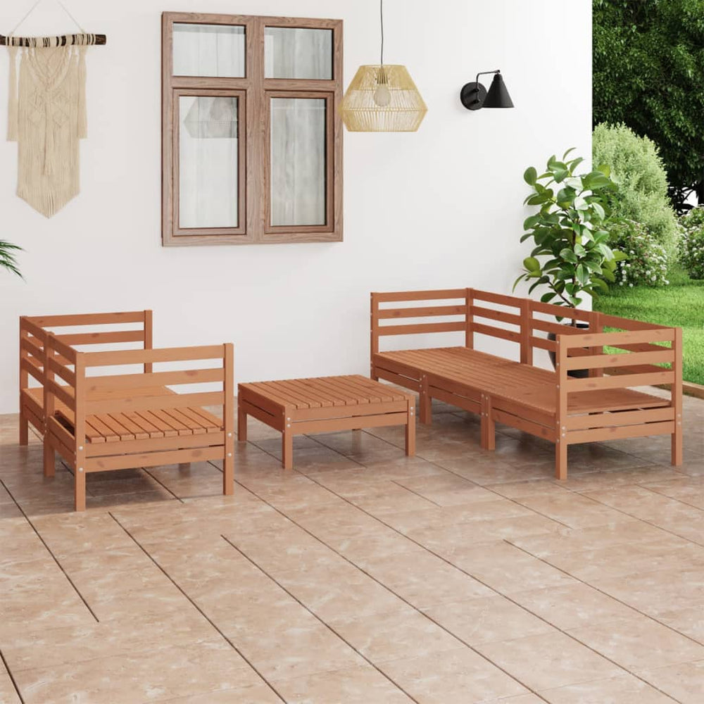 vidaXL 6-piece Garden Lounge Set Honey Brown Solid Pine Wood