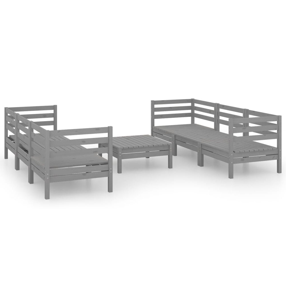 vidaXL 7-Piece Garden Lounge Set Grey Solid Pine Wood