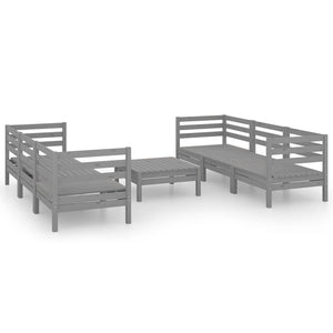 7-tlg. Garten-Lounge-Set Grau Kiefer Massivholz