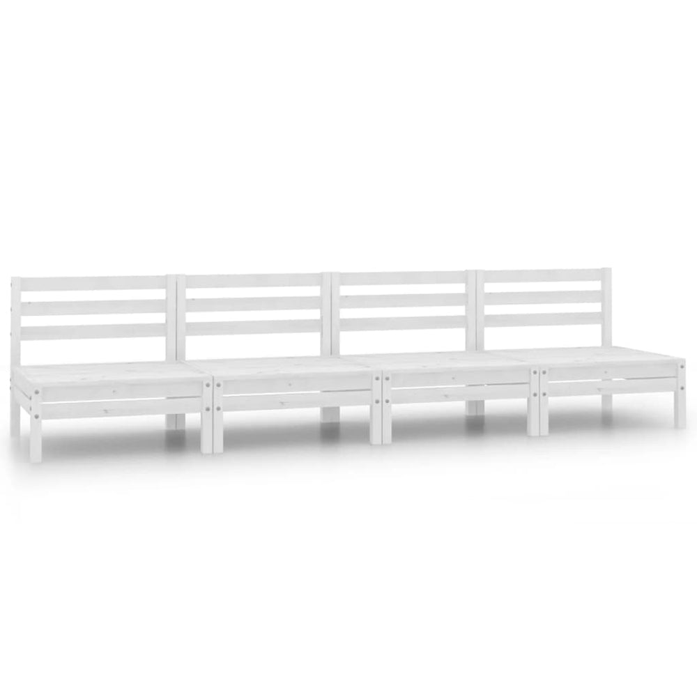 vidaXL 4-piece Garden Lounge Set White Solid Pine Wood