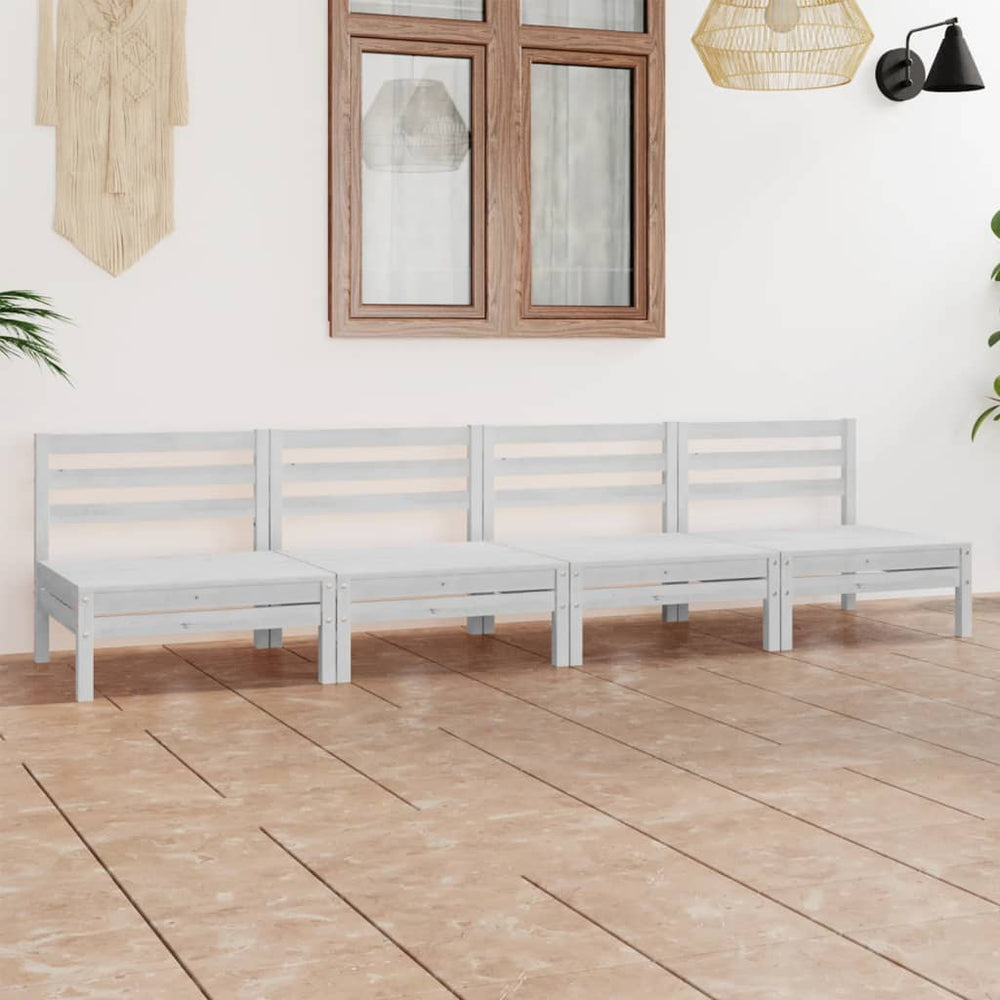 vidaXL 4-piece Garden Lounge Set White Solid Pine Wood