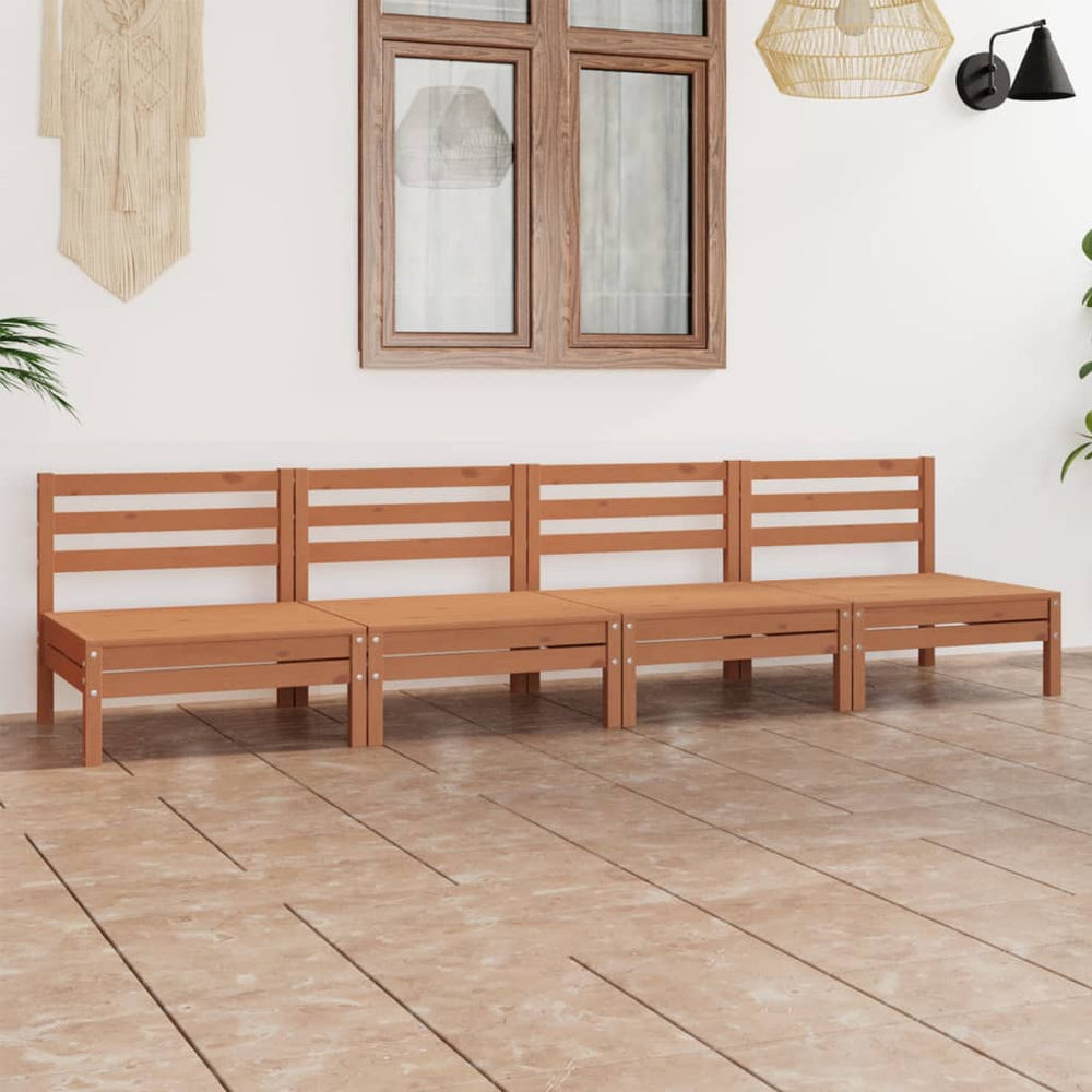 vidaXL 4-Piece Garden Lounge Set Honey Brown Solid Pine Wood