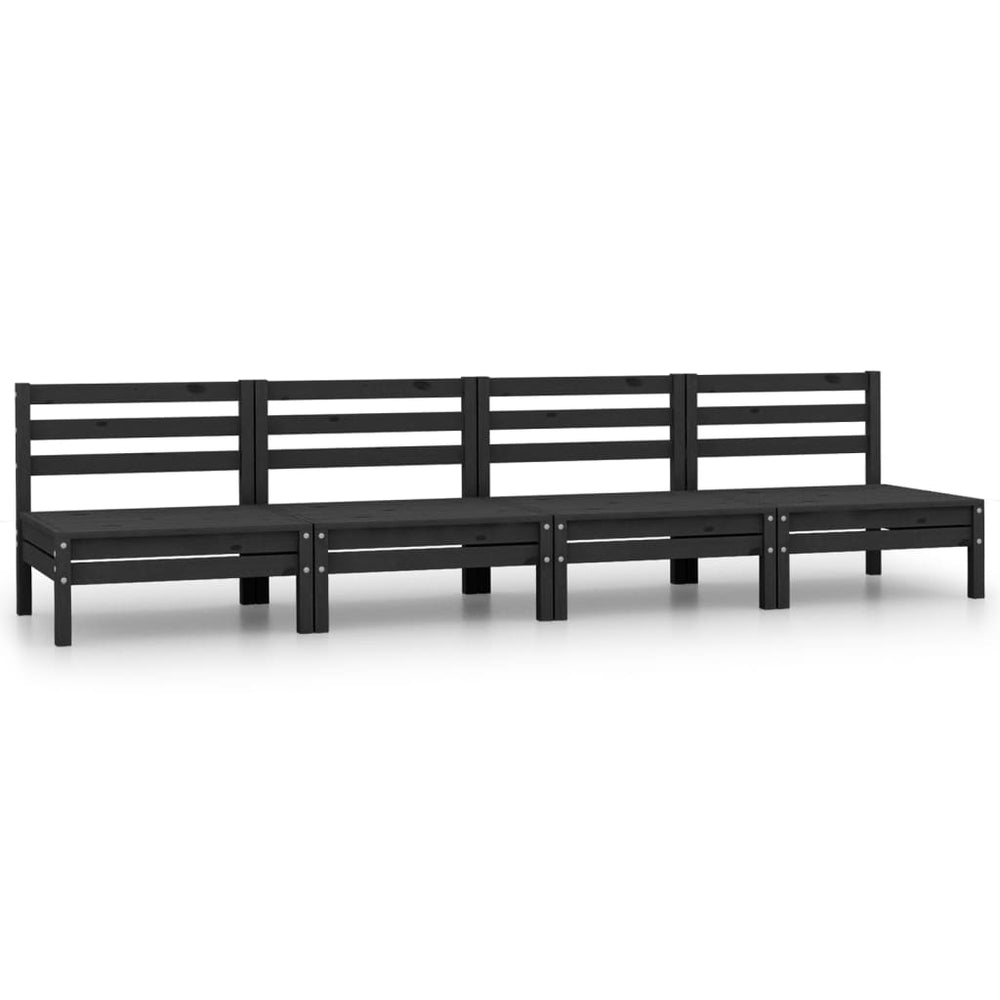 vidaXL 4-Piece Garden Lounge Set Black Solid Pine Wood