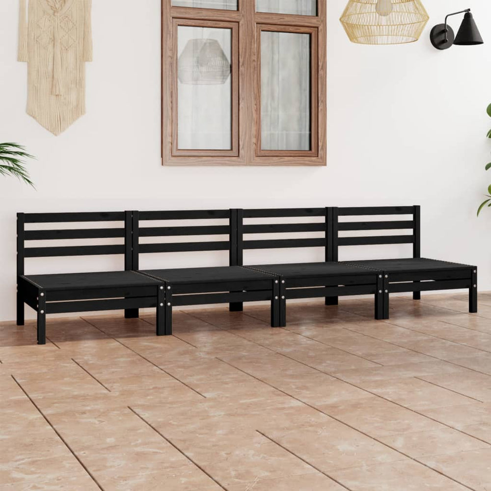 vidaXL 4-Piece Garden Lounge Set Black Solid Pine Wood
