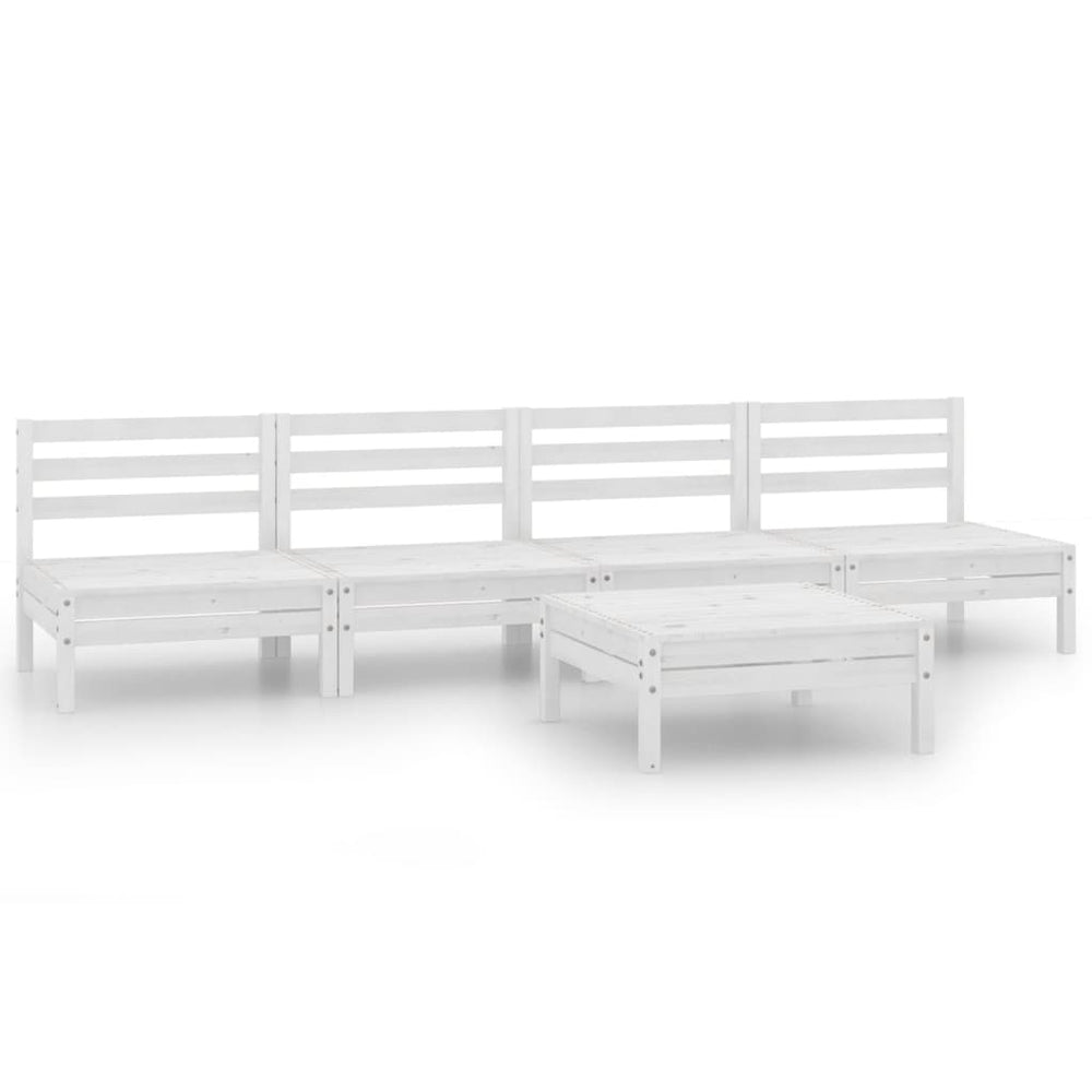 vidaXL 5-piece Garden Lounge Set White Solid Pine Wood