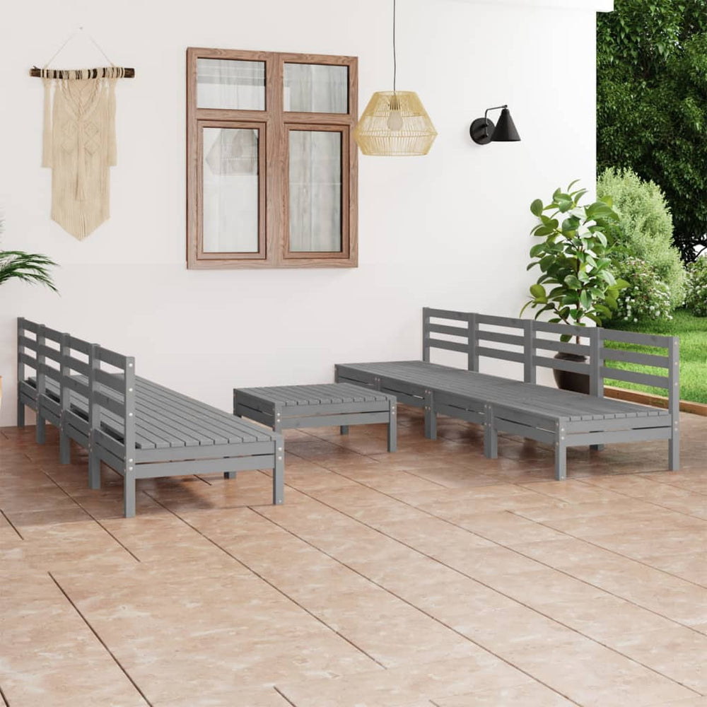 vidaXL 9-piece Garden Lounge Set Grey Solid Pine Wood