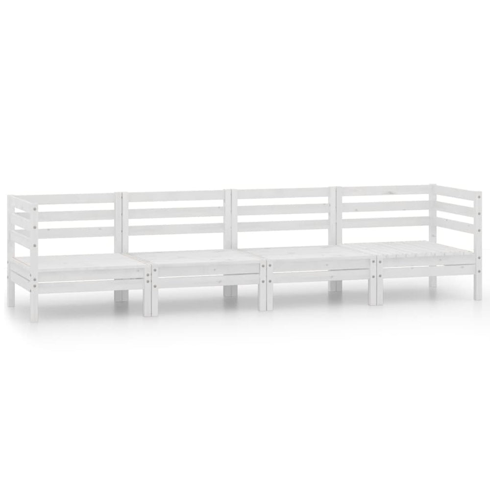 vidaXL 4-Piece Garden Lounge Set White Solid Pine Wood
