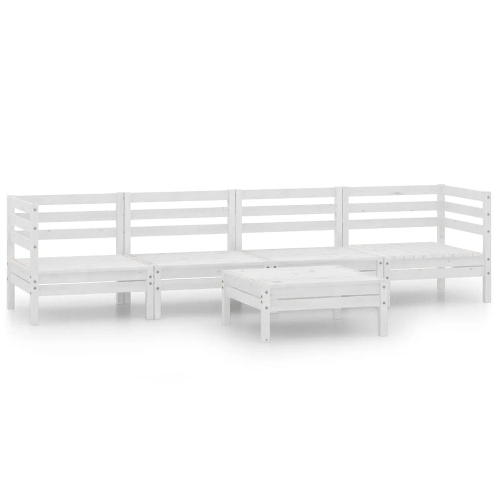 vidaXL 5-piece Garden Lounge Set White Solid Pine Wood