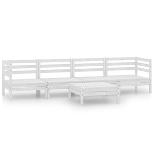 5-tlg. Garten-Lounge-Set Weiß Kiefer Massivholz