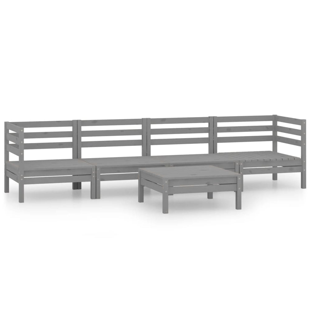 vidaXL 5-piece Garden Lounge Set Grey Solid Pine Wood