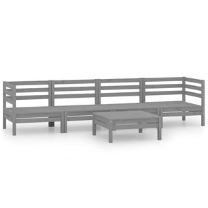5-tlg. Garten-Lounge-Set Grau Kiefer Massivholz