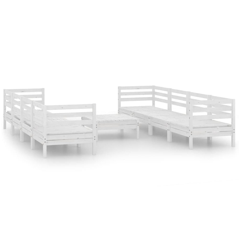 vidaXL 9-piece Garden Lounge Set White Solid Pine Wood