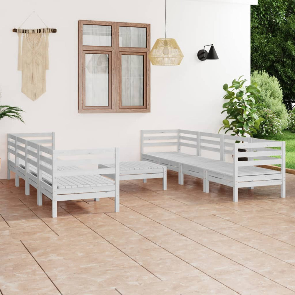 vidaXL 9-piece Garden Lounge Set White Solid Pine Wood