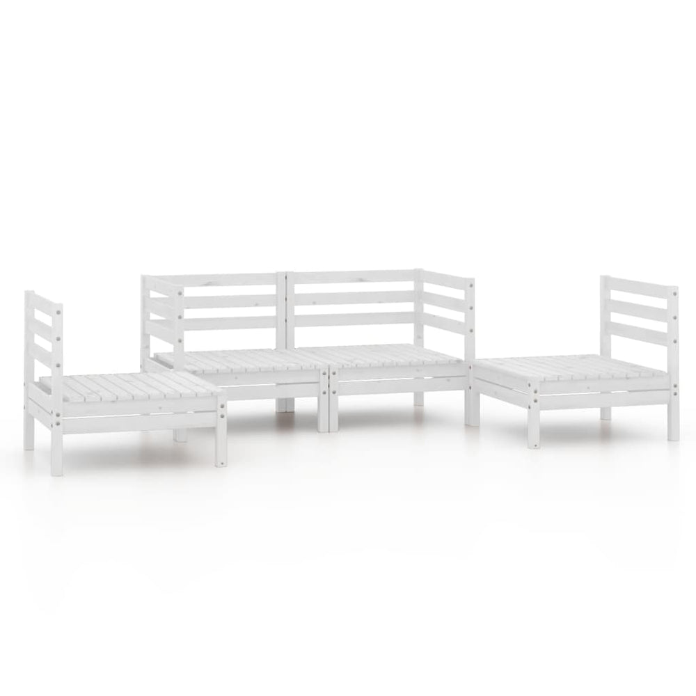 vidaXL 4-piece Garden Lounge Set White Solid Pine Wood