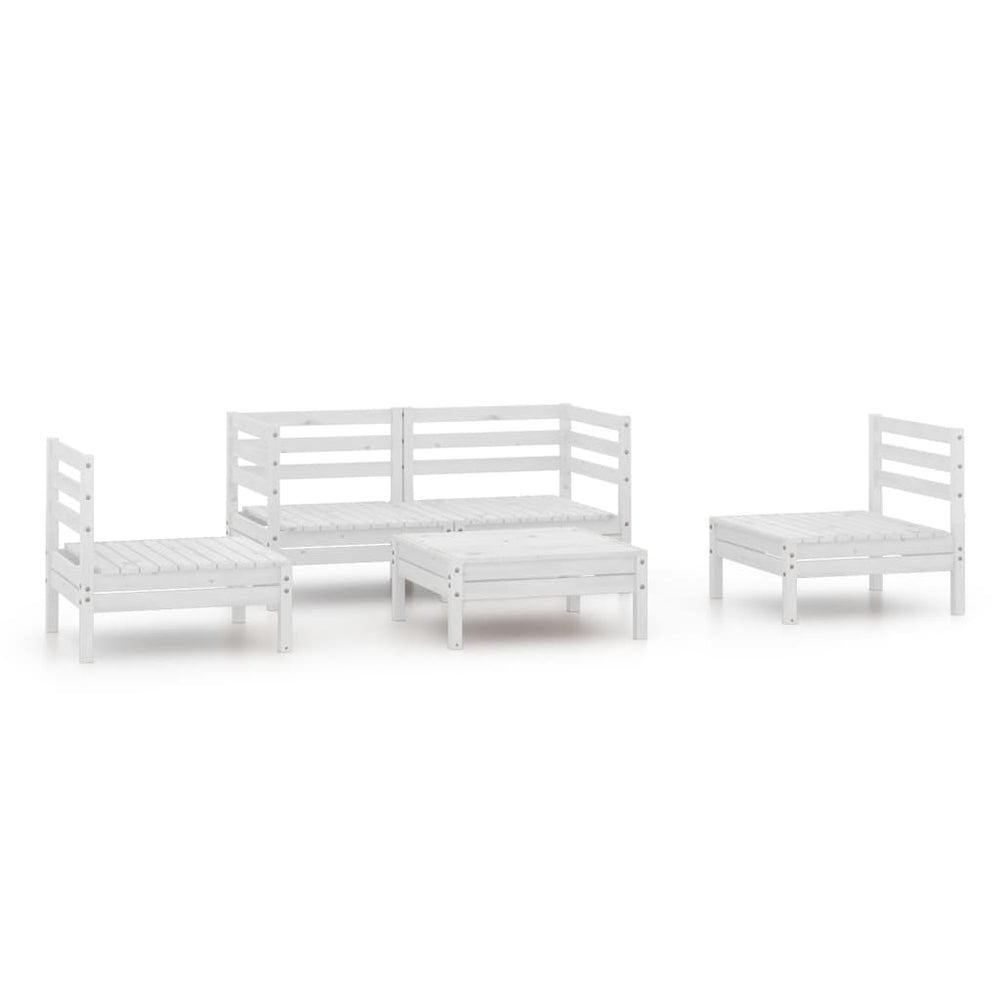 vidaXL 5-piece Garden Lounge Set White Solid Pine Wood