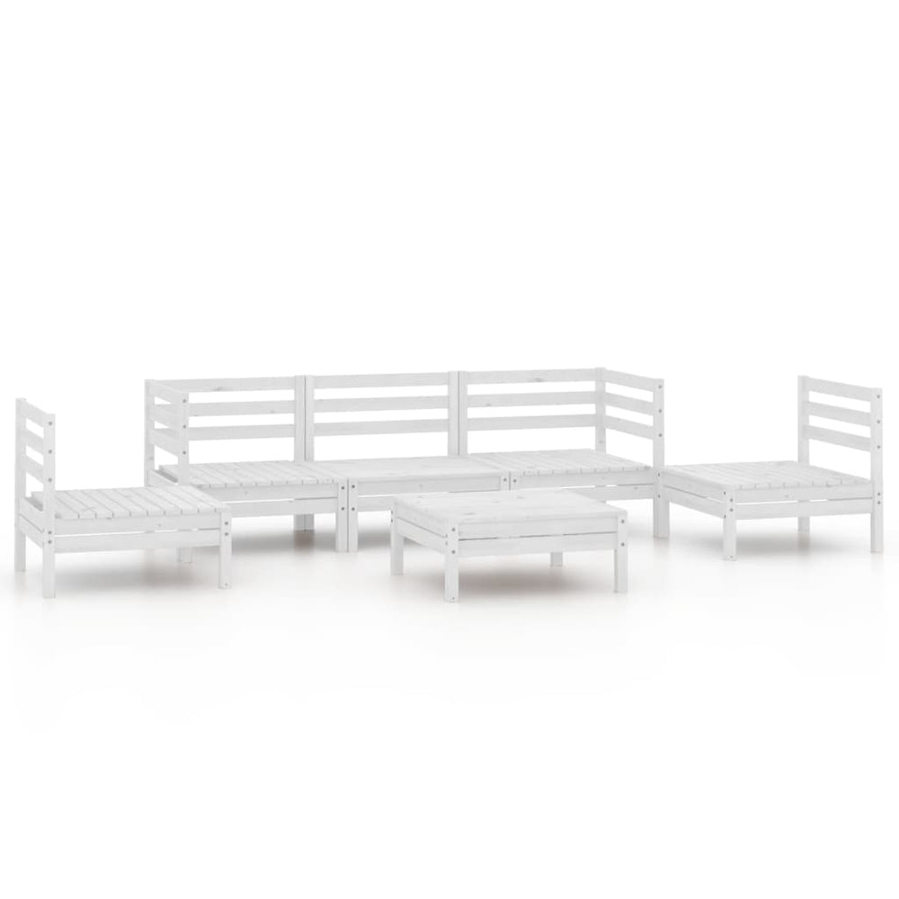 vidaXL 6-piece Outdoor Lounge Set White Solid Pine Wood
