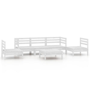 6-tlg. Garten-Lounge-Set Weiß Kiefer Massivholz
